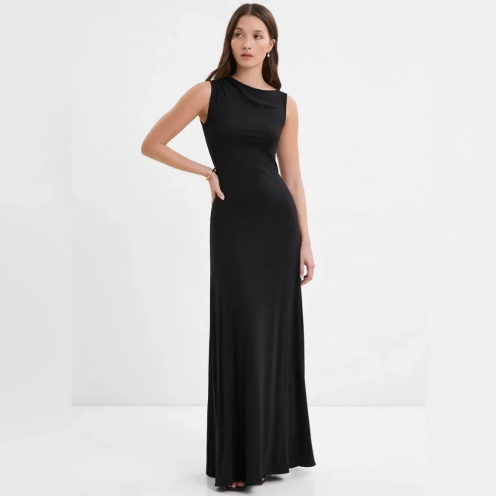 Marcella NYC Laurel Gown Dress Black European Jersey High Stretch Small - Picture 1 of 15